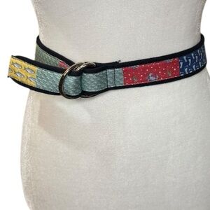 Vineyard Vines Kids patchwork belt; navy‎ canvas double loop buckle, size: XS